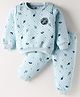 Simply Knit Full Sleeves Co-Ord Winter Night Suit with Space Theme Print - Light Blue