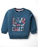 Simply Looper Knit Full Sleeves T-Shirt With Love Cuddles Text Print - Navy Blue