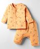 Simply Interlock Knit Full Sleeves Co-ords Night Suit with Puppy Print - Orange