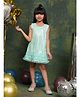 Saka Designs By Sapna Net Woven Sleeveless  Polka Dots Glitter Printed Shimmered Layered Dress - Sea Green