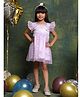 Saka Designs By Sapna Net Woven Flutter Sleeves Stars Glitter Printed Dress - Lavender