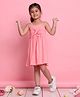 Saka Designs By Sapna Woven Sleeveless Textured Bow Applique Detailed Dress - Peach