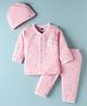 Simply Sinker Knit Full Sleeves Co-ord Night Suit & Cap with Rabbit Print - Pink