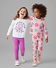 Bonfino 100% Cotton Knit Full Sleeves Night Suit With Floral Print Pack Of 2 - White & Pink
