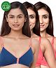 Inner Sense Organic Cotton Knit Pack Of 3 Solid Antimicrobial Maternity Bras With Nursing Access - Multi Colour