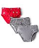 Kookie Kids  Cotton Spandex Knit Briefs with Stripes & Football Theme Print Pack of 3 - Grey & Red
