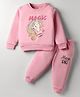 CUCUMBER Looper Knit Full Sleeves T-Shirt & Joggers Set With Unicorn Print - Pink