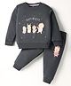 CUCUMBER Looper Knit Full Sleeves T-Shirt & Joggers Set With Animal Print - Charcoal Grey
