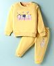 CUCUMBER Looper Knit Full Sleeves T-Shirt & Joggers Set With Animal Print - Yellow