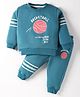 CUCUMBER Looper Knit Full Sleeves T-Shirt & Joggers Set With Basketball Print - Blue