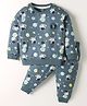CUCUMBER Terry Knit Full Sleeves Co-ords Night Suit with Space Theme Print - Charcoal Grey
