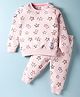 CUCUMBER Looper Knit Full Sleeves Co-ords Night Suit with Star Print - Baby Pink