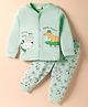 CUCUMBER Sinker Knit Full Sleeves Night Suit with Puppy Print - Light Green