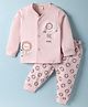 CUCUMBER Sinker Knit Full Sleeves Night Suit with Lion Print - Baby Pink