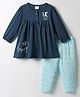 CUCUMBER Sinker Knit Full Sleeves Night Suit with Bunny Print - Navy Blue
