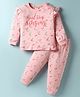 CUCUMBER Sinker Knit Full Sleeves Co-ords Night Suit with Duck Print & Frill Detailing - Pink