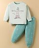 CUCUMBER Sinker Knit Full Sleeves Night Suit with Light House Print - Sea Green