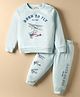 CUCUMBER Interlock Knit Full Sleeves T-shirt & Jogger Set with Born to Fly Print - Powder Blue