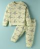 CUCUMBER Interlock Knit Full Sleeves Co-Ord Night Suit with Aircraft Print - Pastel Pista