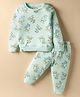 CUCUMBER Interlock Knit Full Sleeves Animal Printed Co-Ords Night Suit - Aqua Blue