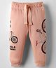 CUCUMBER Sinker Knit Full Length Bicycle & Text Printed Lounge Pant - Peach