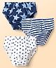 Kookie Kids Cotton Spandex Knit Briefs with Stripe & Star Print Pack of 3 - Blue & White