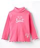 CUCUMBER Knitted Full Sleeves Turtle Neck T-Shirt With You Are So Sweet Text Print - Pink