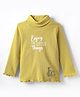 CUCUMBER Knitted Full Sleeves Turtle Neck T-Shirt With Enjoy The Little Things Text Print - Olive Green