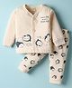 CUCUMBER Sinker Knit Full Sleeves Night Suit With Penguin Print - Cream
