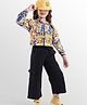 OLLINGTON ST. Looper Cotton Knit Full Sleeves Shirt & Knit Lounge Pants with Floral Print - Multicolor & Black