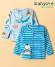 Babyoye 100% Cotton Interlock Knit Full Sleeves Jhablas With Eco Jiva Finish & Animal Print Pack Of 2 - Light Blue