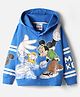 Pine Kids Disney Terry Knit Drop Shoulder Full Sleeves Oversized Hooded Sweatshirt With Mickey & Friends Graphics - Blue