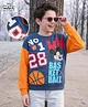 Pine Kids Disney Terry Knit Drop Shoulder Full Sleeves Oversized Sweatshirt With Mickey & Friends Graphics & Thread Overlock Detailing - Navy Blue