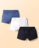 Kookie Kids Cotton Spandex Knit Solid Trunks Pack of 3 - White Black & Blue