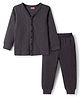 Babyhug Knit Full Sleeves Solid Colour Thermal Inner Wear Set - Charcoal Grey
