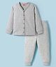 Babyhug Knit Full Sleeves Solid Color Thermal Vest & Pant Set - Light Grey