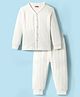Babyhug Knit Full Sleeves Solid Color Thermal Vest & Pant Set - Off White
