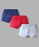 Kookie Kids Cotton Spandex Knit Solid Trunks Pack of 3 - Red Blue & Light Blue