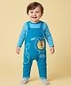 Babyoye Preemie 100% Cotton Interlock Knit Full Sleeves Dungaree With Inner Tee & Animal Print - Light Blue