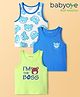Babyoye 100% Cotton Sleeveless Bear Printed Vests Pack Of 3 - Multi Colour
