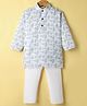 Ridokidz Full Sleeves Floral Printed Kurta Pyjama Set - White & Blue