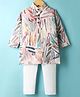 Ridokidz Full Sleeves Abstract Printed Kurta Pyjama Set - Light Peach
