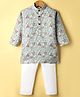 Ridokidz Full Sleeves Floral & Triangles Printed Kurta Pyjama Set - Light Grey