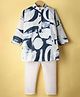 Ridokidz Full Sleeves Abstract Printed Kurta Pyjama Set - Off White & Navy Blue