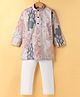 Ridokidz Full Sleeves Abstract Printed Kurta Pyjama Set - Grey & Peach