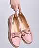Shoetopia Metal Applique Detailed Slip On Loafers - Peach