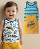 Babyoye 100% Cotton Sleeveless Stripes & Vehicle Printed Vests Pack Of 3 - Multi Colour