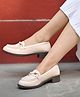 Shoetopia Solid Applique Detailed Loafers - Cream