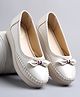 Shoetopia Bow Applique Detailed Slip On Loafers - Cream
