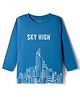 Pine Kids Cotton Knit Full Sleeves T-Shirt With Sky High Text Print - Blue